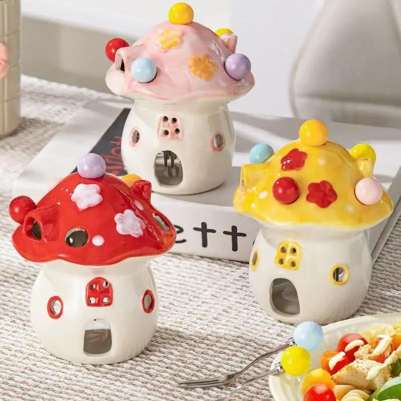 

Cute Mushroom Fruit Fork Set Dessert Cake Stainless Steel Small Fork Storage Can Fruit Fork Home Decoration Kitchen Accessories