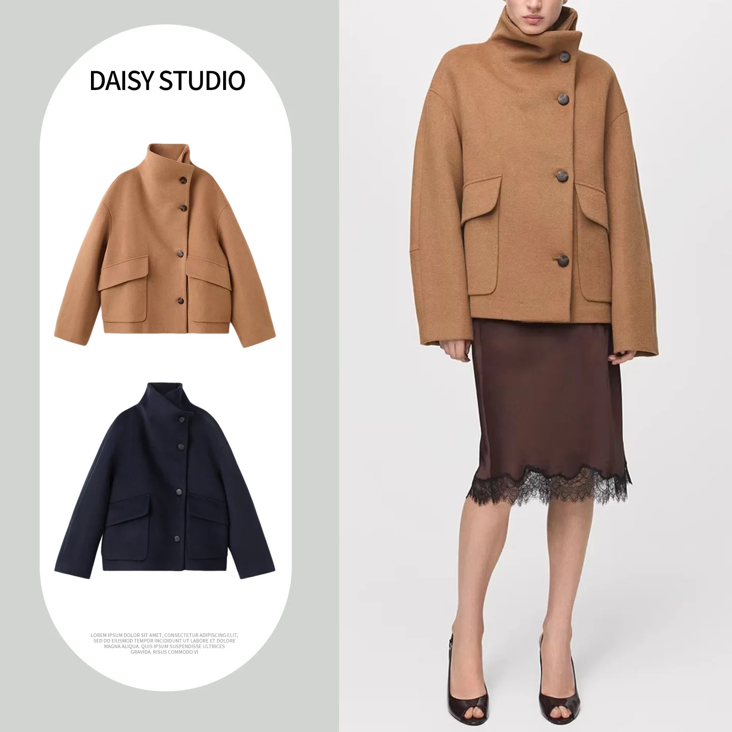 

Новое весеннее женское шерстяное пальто прямого кроя с воротником, длинными рукавами и одной пуговицей, из полиэфирного волокна, для женщин