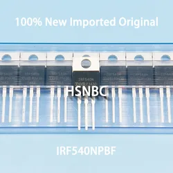 10Pcs/Lot  IRF540NPBF IRF540N IRF540 TO-220 33A 100V MOSFET N-Channel Field-effect Transistor 100% New Imported Original