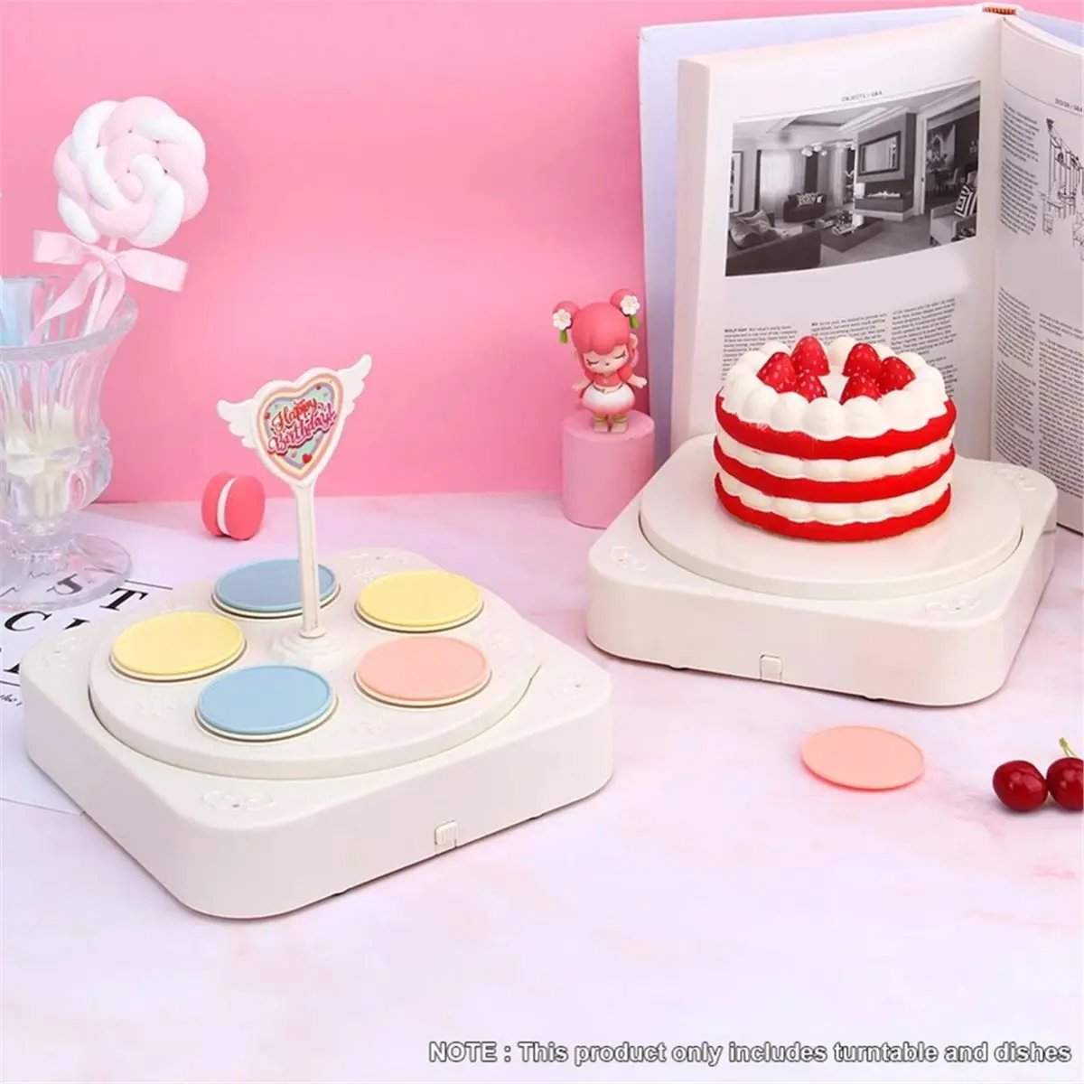 update. Household Small Rotary Sushi Machine Automatic Rotating Dessert Cake Booth Rack Music for Wedding Birthday Gift