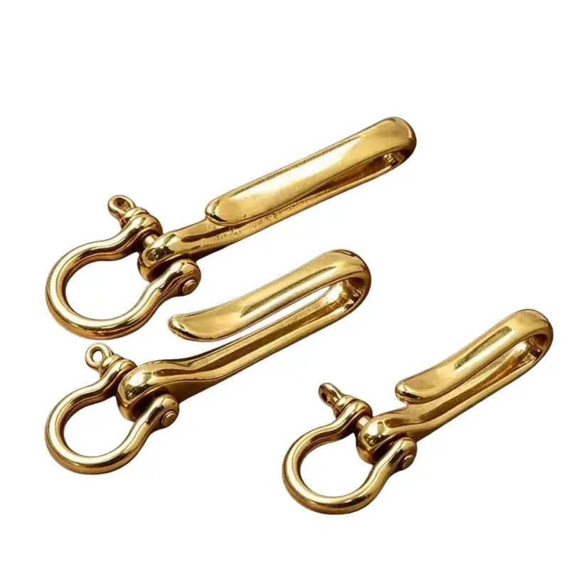 Gürtel-U-Haken aus Messing, Schlüsselanhänger, Retro-Vintage-Schlüsselring, Geldbörsen-Kettenhaken mit Schleifenschäkel, Fischhaken – Detail 8