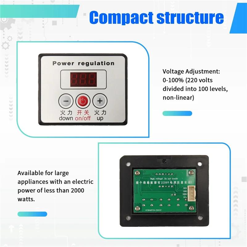 ABFY-2X 4000W AC SCR regulador de voltaje atenuador controlador de temperatura de velocidad del Motor eléctrico para motores de calentador de agua con interruptor