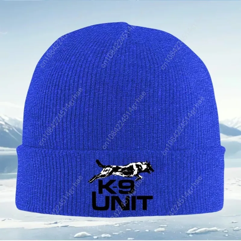 Dog jumping,K9 unit logo Men Women Unisex Knitted Hat Beanie Pullover Cap Winter Thermal Warm Christmas Outdoor Cycling Hiking S