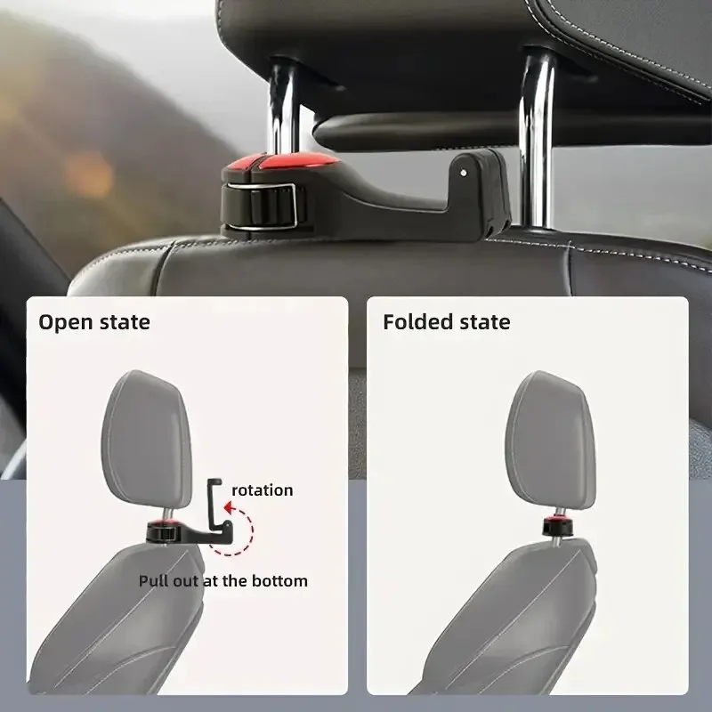 Multifunctional 2 In 1 Car Hook Hidden Mobile Phone Holder Bracket Car Clip Rear Row Headrest Hook Lock Buckle Car Mount Stand