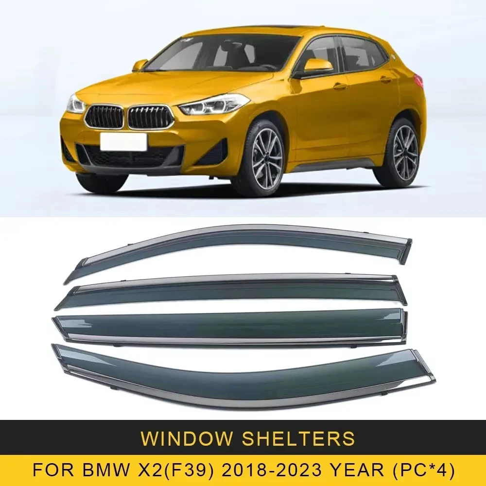 

Chrome Strips Rain Guards for BMW X2(F39) 2018-2023 Window Visor Wind Deflectors Door Visor Vent Shades Ventvisor