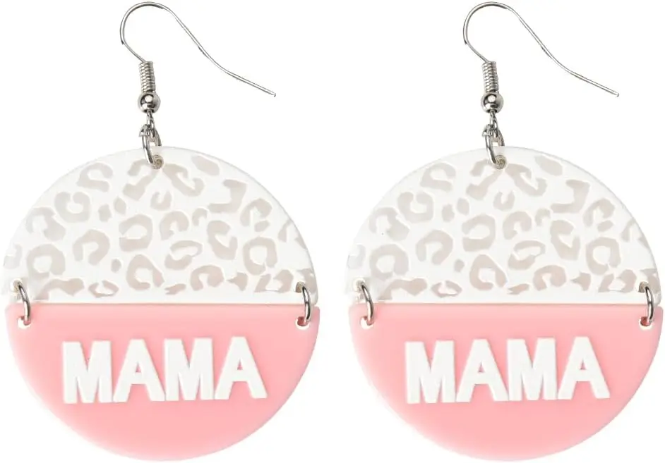 Mama Earrings for Mom Mothers Day Gifts from Daughter Son Mom Mama Pink Circular Earrings for Mommy Mom Mother Birthday Gifts for New Mom Mother in Law Best Mom Ever Gift for Women