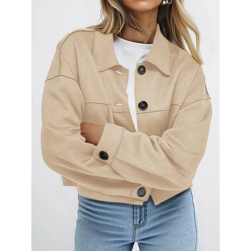 Casual Coat Regular Fit Japanese and Korean Casual Jacket with Pockets Long Sleeves Three Dimensional Cutting Women Jacket