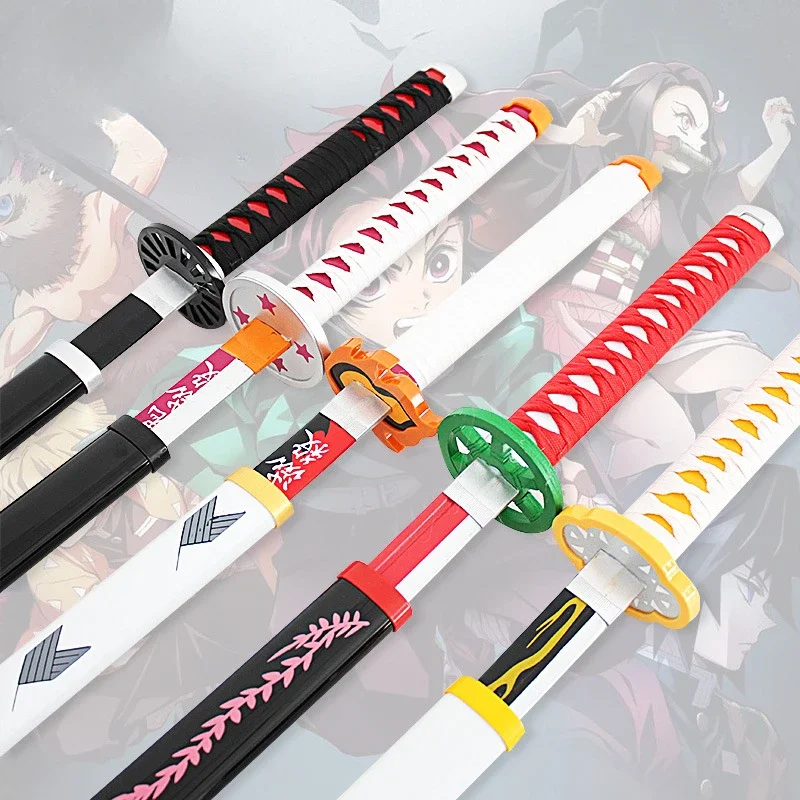 104cm katana Demon Slayer Nichirin Blade Collection Anime Sword Model Kamado Tanjirou Wooden Cosplay Weapon Gifts Toys for Boys