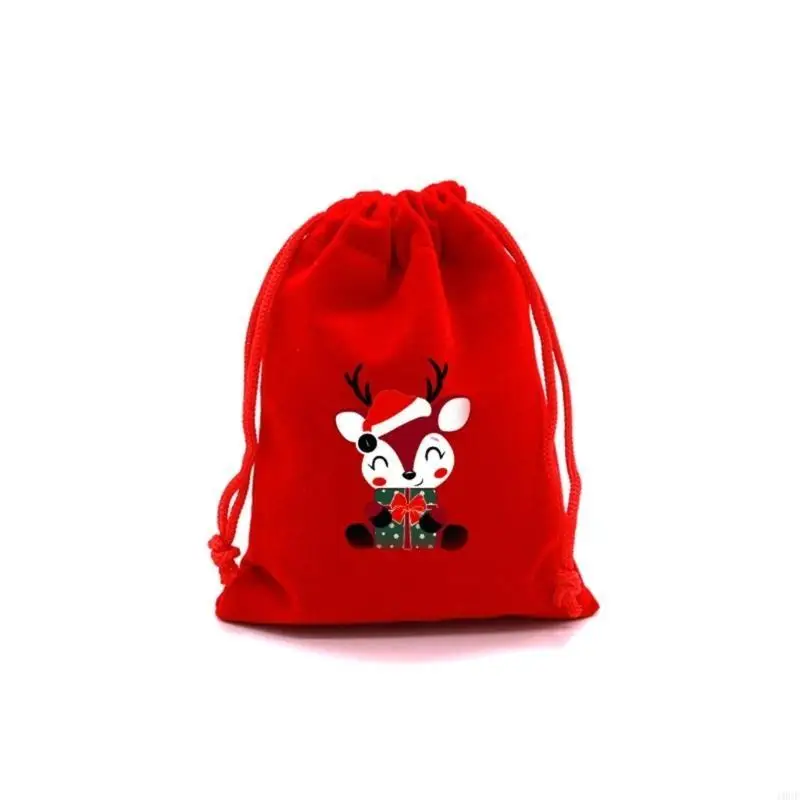 Set of 10pcs Christmas Themed Gift Bags Festive Candy Storage Pouches Jewelry Organizers Case for Wrapping Gifts Candy
