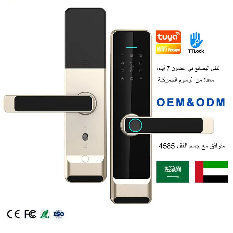 

Aluminum Alloy Tuya Smart Door Lock WiFi APP Remote Control Electronic Fingerprint Lock For Front Door