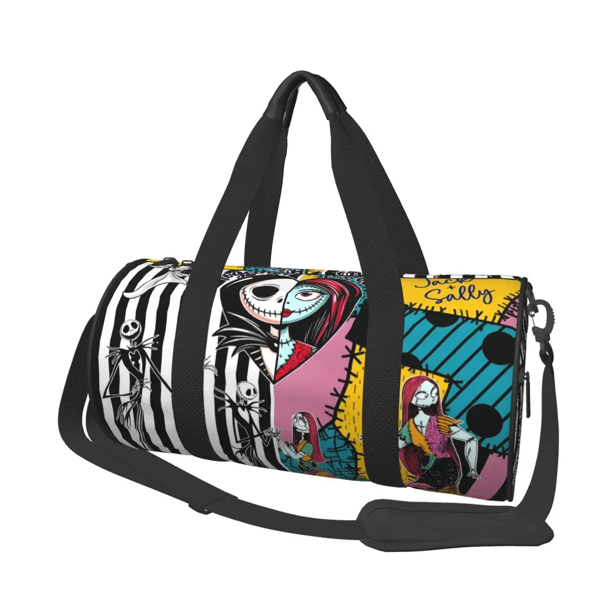 

Пляжная большая сумка на заказ Jack Skellington, женская пляжная сумка со скелетом и большим отделением, пляжные дорожные сумки для спортзала