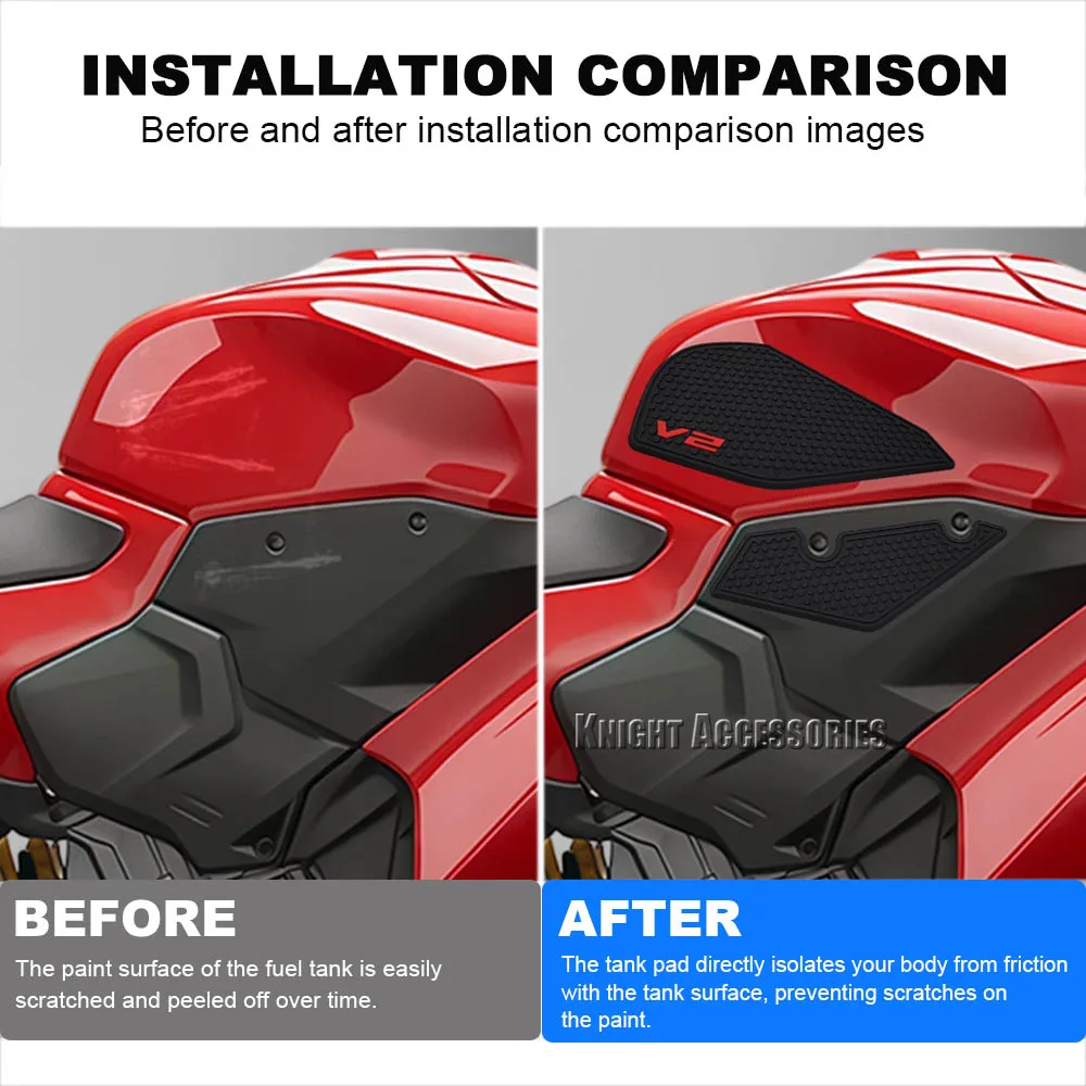 Motorcycle Tank Pad Sticker Protection Anti-slip Tank Pads Fuel Gas Knee Grip Traction Pads For Ducati Panigale V2 2025 2026