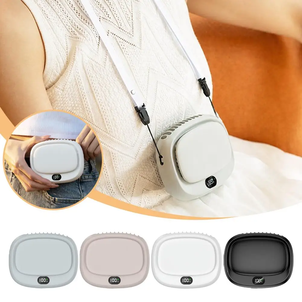 New Hanging‑Neck Fan Lazy No‑Blade Fan Hanging‑On‑The‑Waist USB High‑Power Fan With Power Display Hanging‑Neck Small Fan