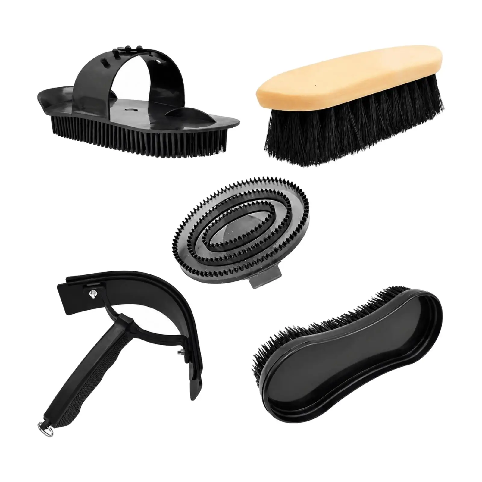Grooming Brush Horse Kit Includes Shedding Comb Hoof Cleaner for Equestrian Riding Essentials