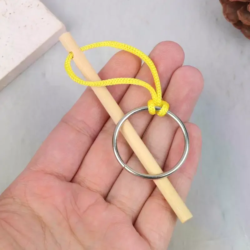 عصا الذكاء لتدريب الدماغ، عصا سحرية مع حبل وحلقة معدنية، لعبة ألغاز تعليمية، لعبة تدريب الدماغ للتطوير المعرفي #4