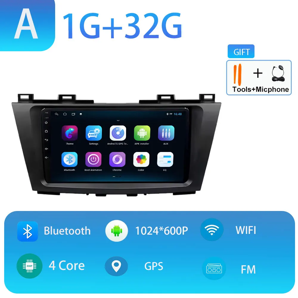 Android 15 Carplay Auto voor Mazda 5 CW 2011 2012 2013 Multimedia Autoradio Navigatie Speler Video WIFI + 4G DSP Geen 2Din DVD - afbeelding 1