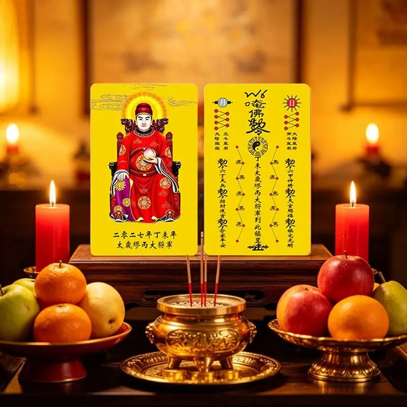 【HG】1/2/5Pcs 2027 Tai Sui Card Feng Shui Prayer Card Exorcism Protection Gift Safe Bring In Wealth And Treasure view 4