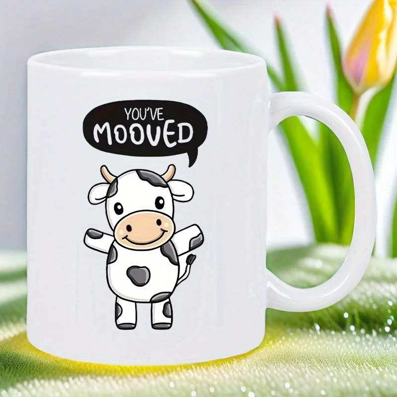 

Cute Cow You've MOOVED Ceramic White Mug - Funny Moving Gift for Friends & Family, Hand Wash Only, Reusable, Perfect for Coffee,