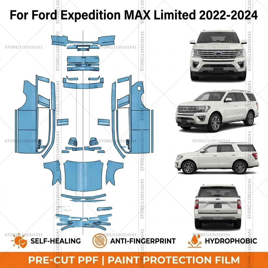 

Предварительно нарезанная прозрачная защитная пленка PPF для бампера, автомобильная пленка для Ford Expedition MAX Limited 2022-2024