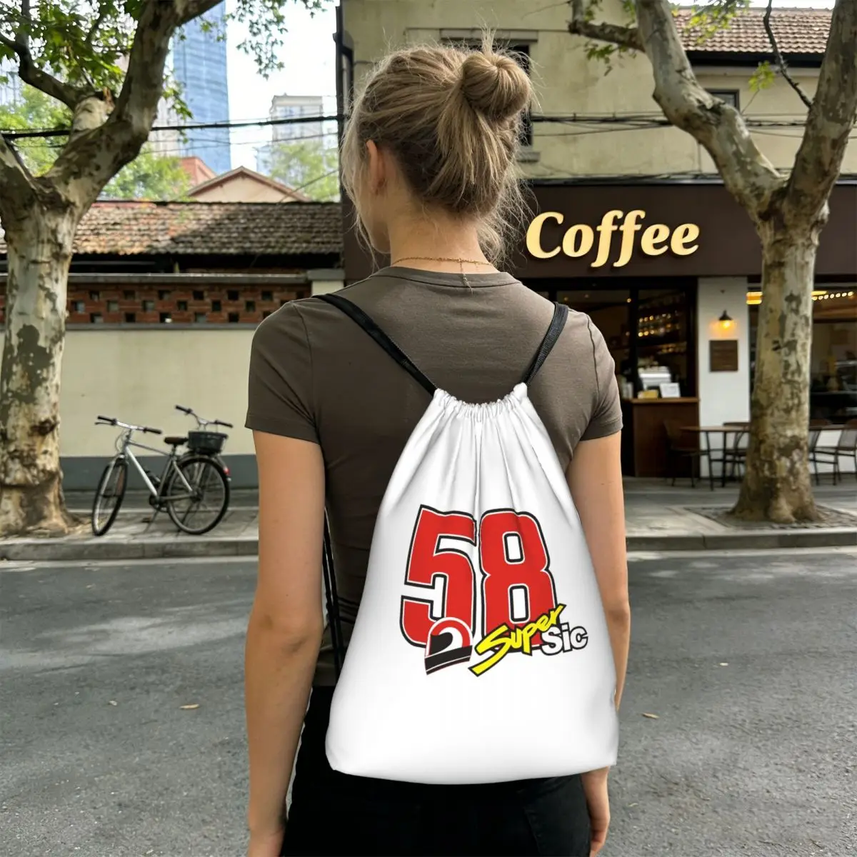Marco Simoncelli 58 Super Sic Backpacks Casual Drawstring Bags Sports Bag Book Bags for Travel Students