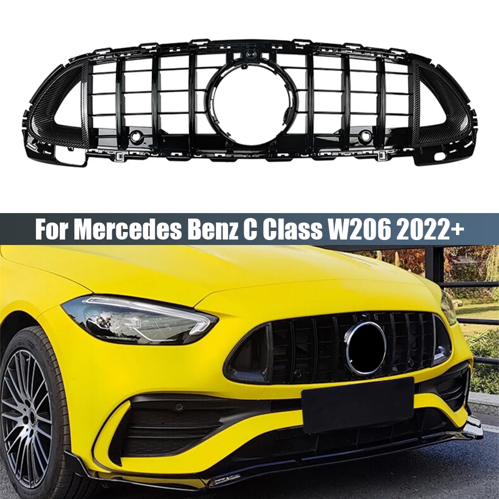 

Glossy Black Car Front Bumper Grille Front Bumper Grill For Mercedes Benz C Class W206 2022+ C200 C220 C300 Car Styling