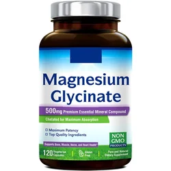 1 bottle 120 Pills Magnesium Glycine Capsule Promotes Muscle and Nerve Health Support Cardiovascular Function Health Food