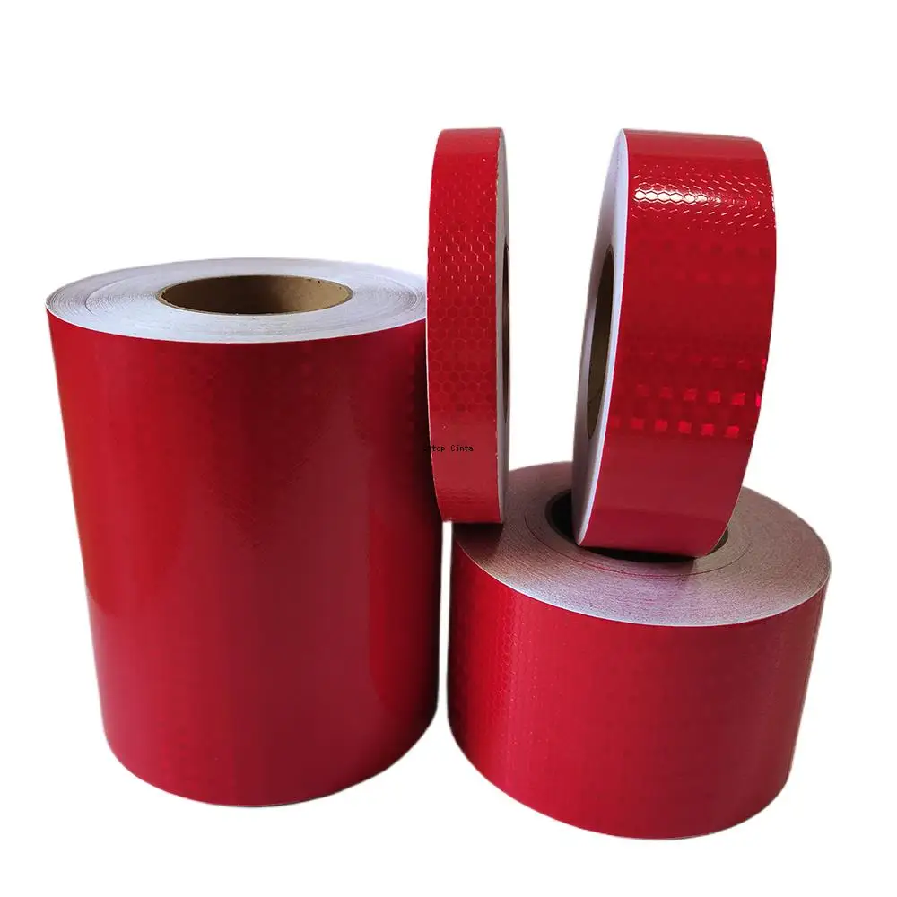 2.5 cm/5 m/10 cm/15 cm/20 cm * 5 M Rosso Brillante Stelle Adesivo Riflettente Impermeabile Forte Adesivo Avvertimento di Sicurezza Nastro Riflettore Per Auto