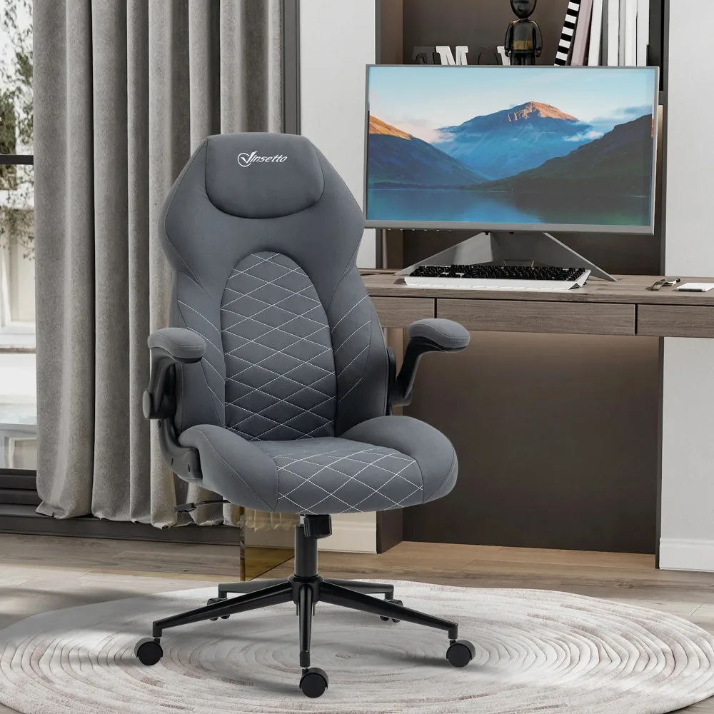 

Gaming Chair with Flip-up Armrests, High Back Desk Computer Chair, Gaming Chair with Adjustable Height and Swivel Wheels
