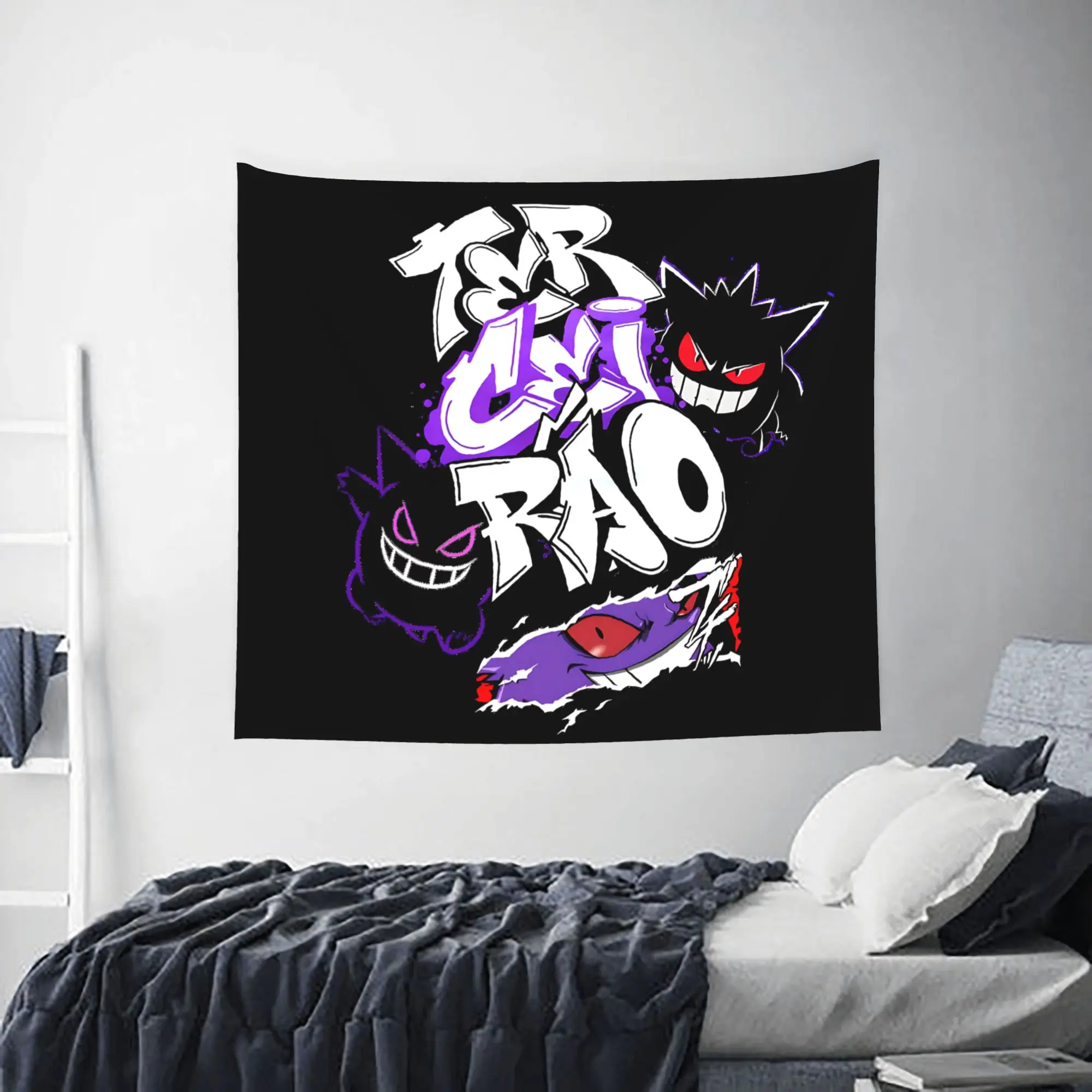Pokemon Customized Cutecore Tapestry Gengar Ghost Wall Hanging Blanket Tapestry Home Decor Items Wall Decorations
