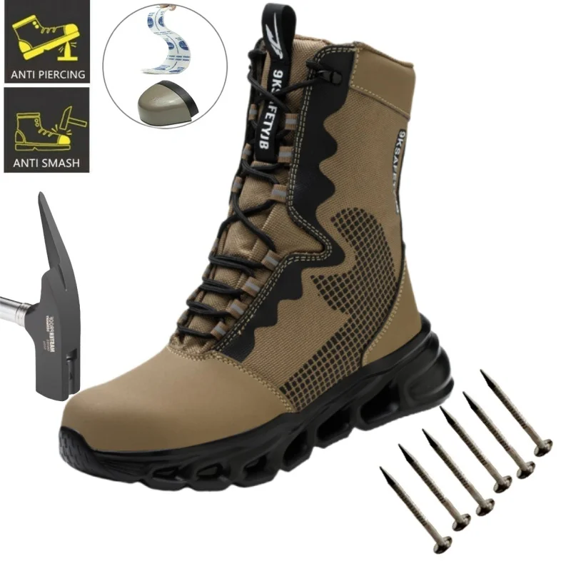 

X-Long Non Slip Construction Work Shoes Men Work Boots Anti-puncture Indestructible Leather Safety Boots Labor Top for Men