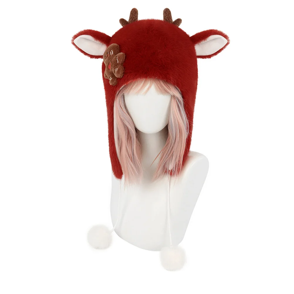 Natal veado cosplay feminino marrom vermelho chapéu boné quente headwear meninas halloween carnaval festa fantasia acessórios presentes