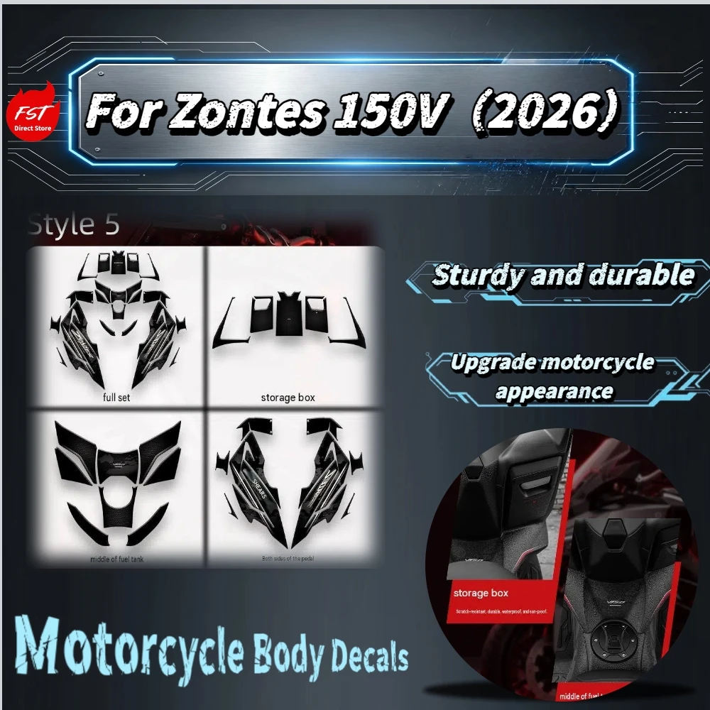 For ZONTES 150V 2026 Full Body Protective Decal Set Thickened Adhesive Anti‑Abrasion Tank Sticker Mod Accessories