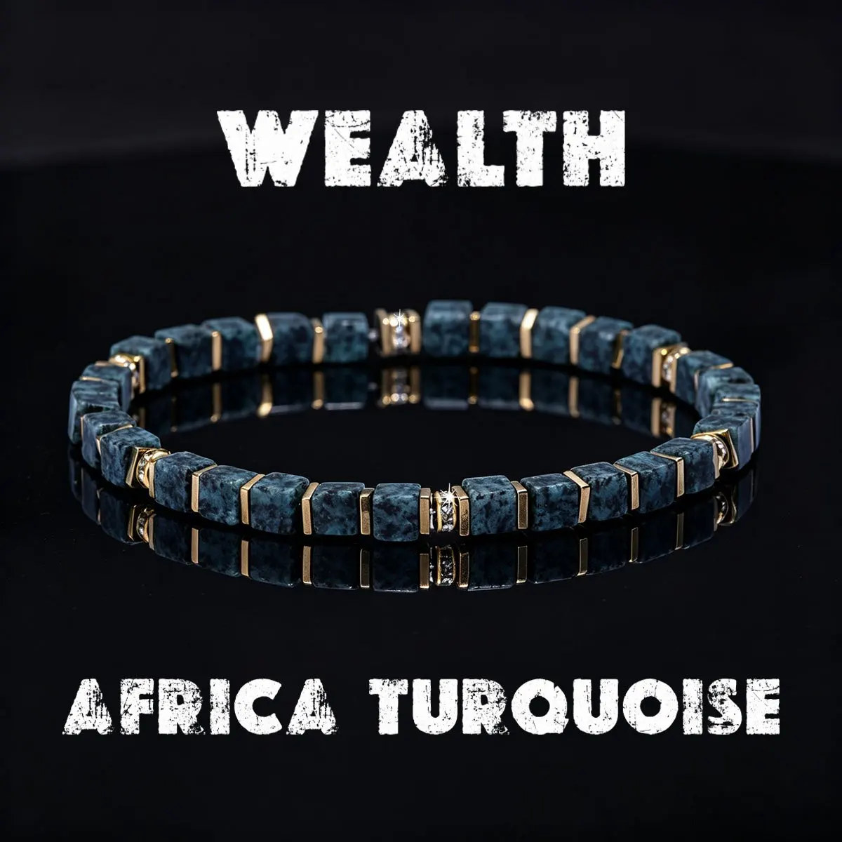1pc Men's retro style African turquoise bead lucky bracelet, symbolizing low-key and steady, men's fashionable wrist accessory