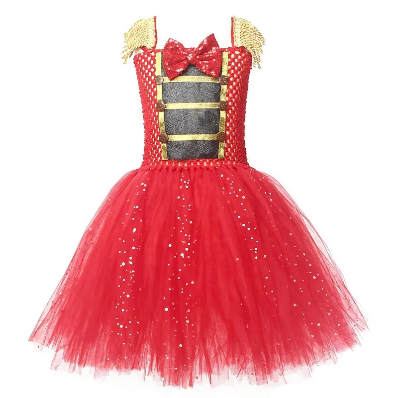 Kids Circus Performance Tulle Tutu Dress Set,  Christmas Halloween Clothing for Masquerade,  Stage Show Party Evening Gown