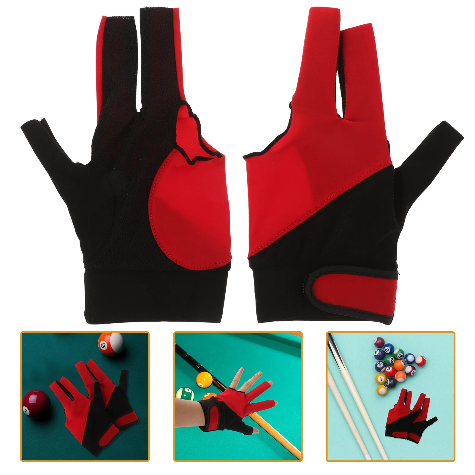 

2 Pcs Billiards Glove Left Hand Gloves Elasticity for Men Polyester Breathable Women