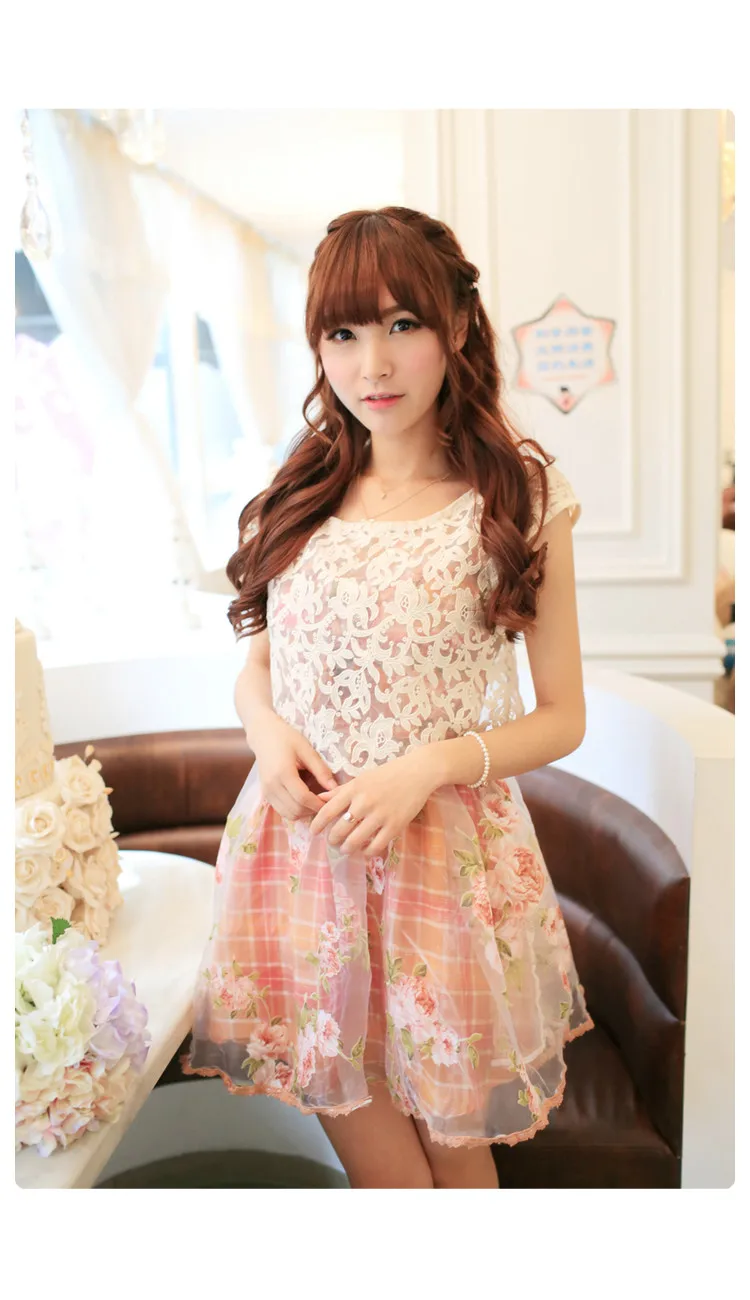 Sales Summer Floral Embroidery Organza Lace Mesh Shirt Solid Color Cover Blouse