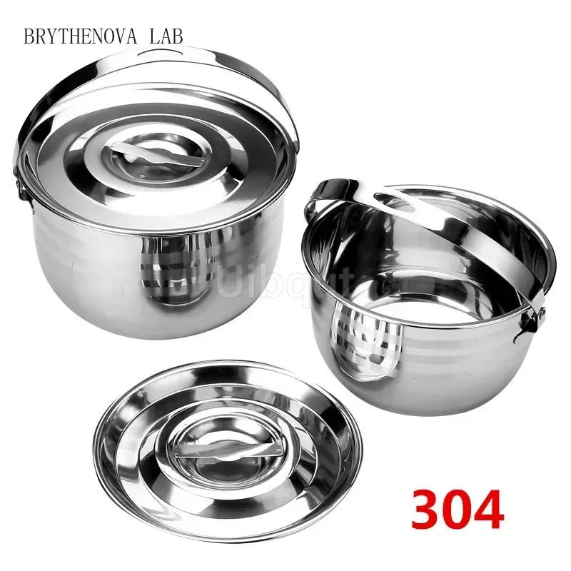 304 stainless steel basin lid soup cooking pot oil seasoning Cylinder Pan Barrel Egg Bowl Stewed Pot Milk Salt Storage Bottle