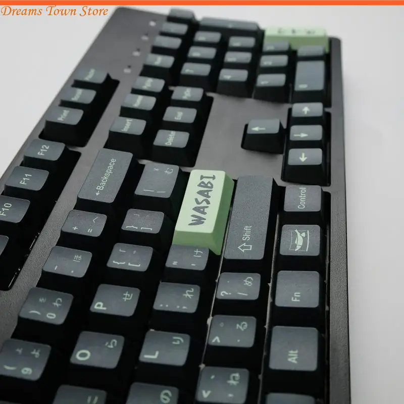 HX6A Green Wasabi Mustard Keycaps PBT Sublimation لوحة المفاتيح الميكانيكية الأصلية مجموعة كاملة من السوشي 142 مفاتيح Keys Keys