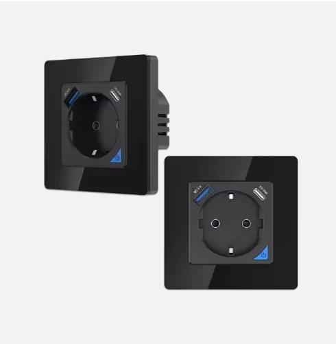 EU Standard USB Smart Socket for Tuya Fast Charge PD20W Type-C 16A Max. Regulation Wifi Intelligence Energy for Wall Switches