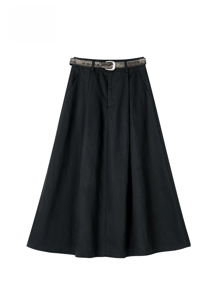 

Bla Mid-Length A-Line Skirt Women's Commute High Waist Umbrella Skirt Small Size GOFAR Sketch Faion Autumn Collection