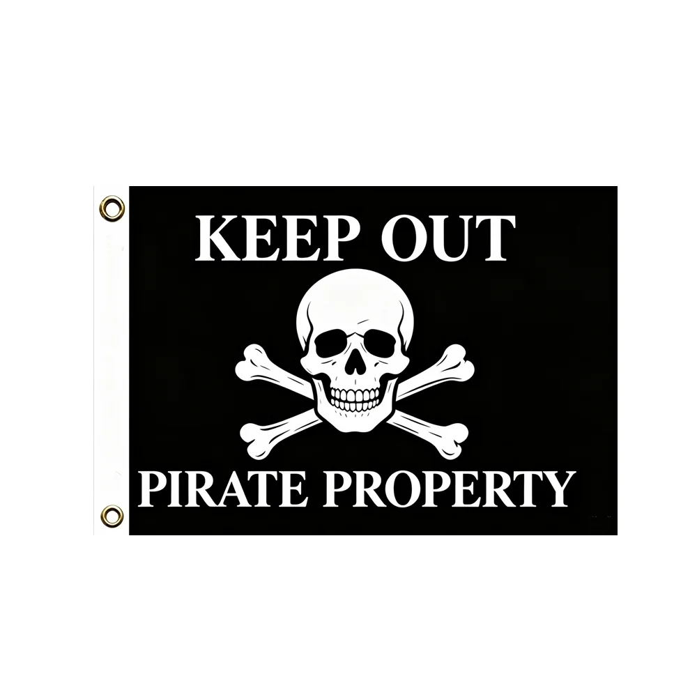 Jolly Roger Skull Crossbones Flag Keep Out Pirate Property Banner 2x3ft 3x5ft For Garage Man Cave Bedroom Indoor Outdoor Decor