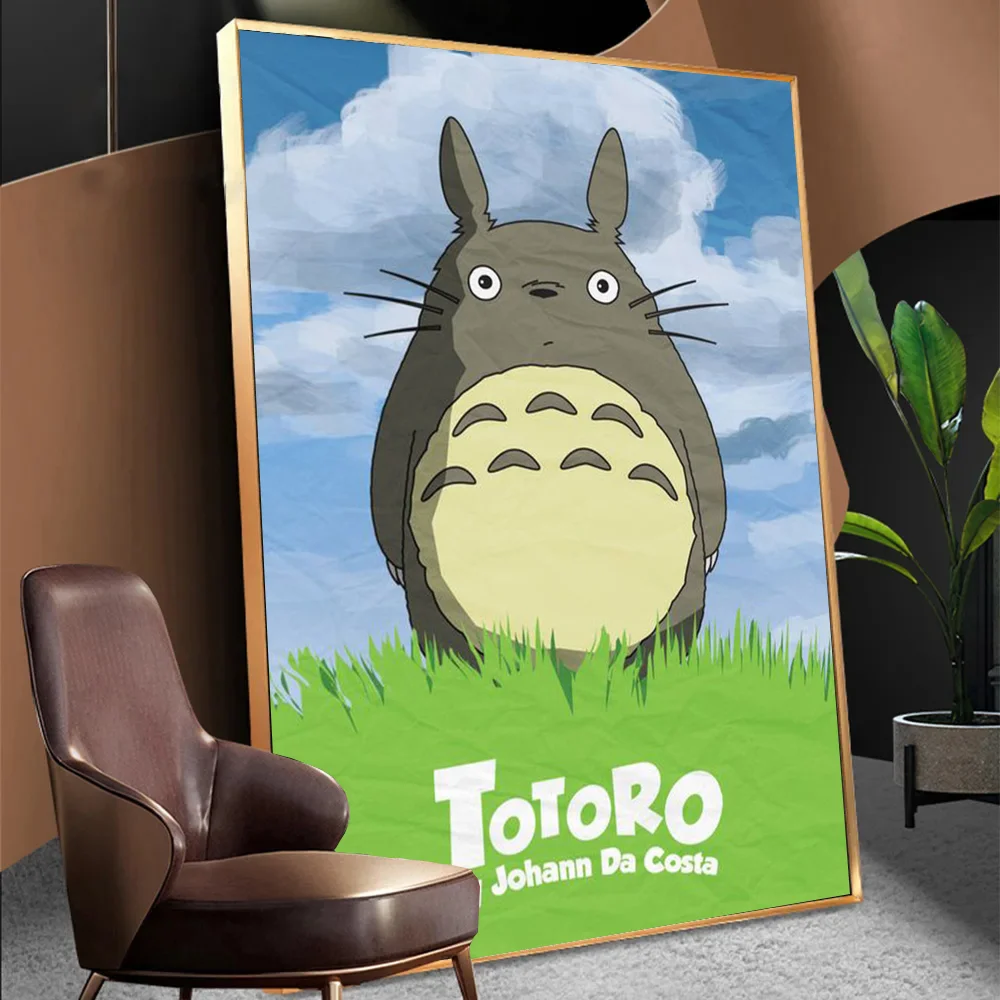 T-Totoro Studios Ghi-bli Self-adhesive Art Poster Retro Kraft Paper Sticker DIY Room Bar Cafe Vintage Decorative Painting