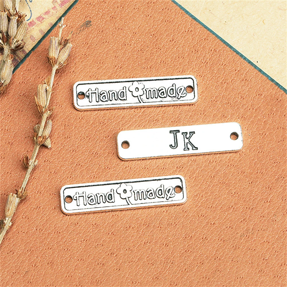 50PCS Vintage Hand Made Letter Clothing Metal Labels Decoration DIY Sewing Women Bags Garment Tags Label Accessories Supplies