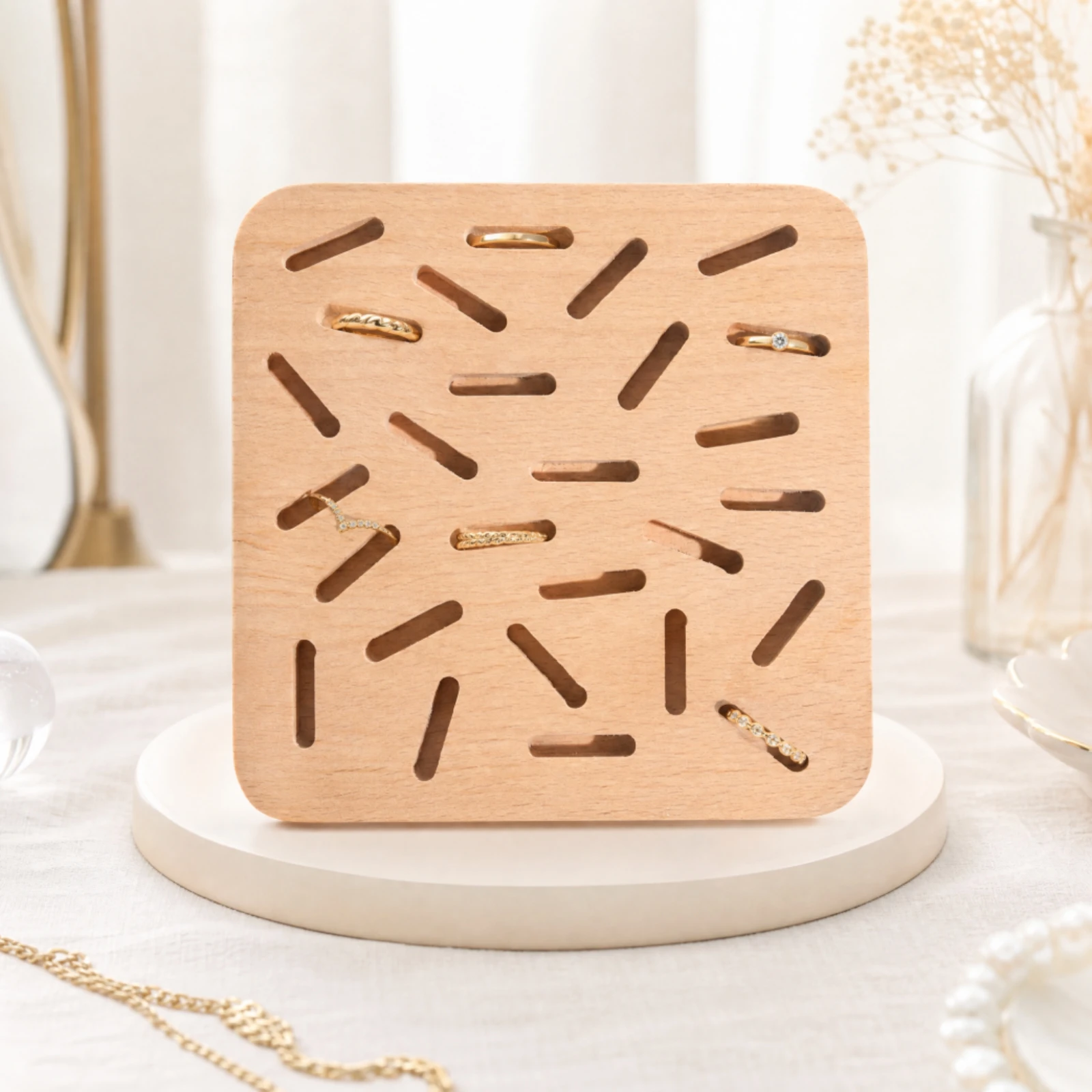 Square Jewelry Display Tray with Rounded Corners Compact Jewelry Display Tray with Rounded Corners Artisan-Made