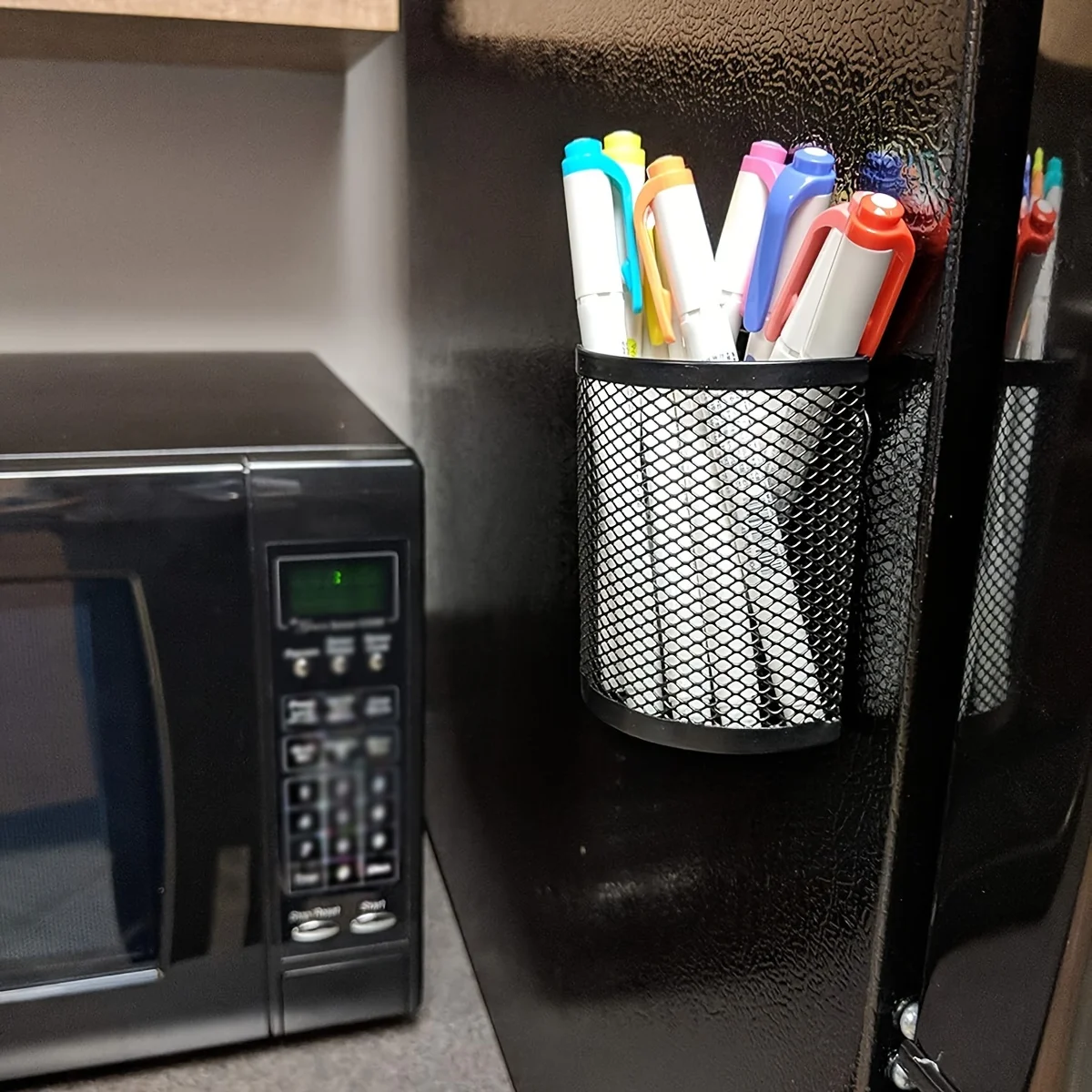 Mesh Magnetic Pencil Holder Desktop Stationary Organizer Storage Mesh Basket For Refrigerator Locker Office Pen Holder