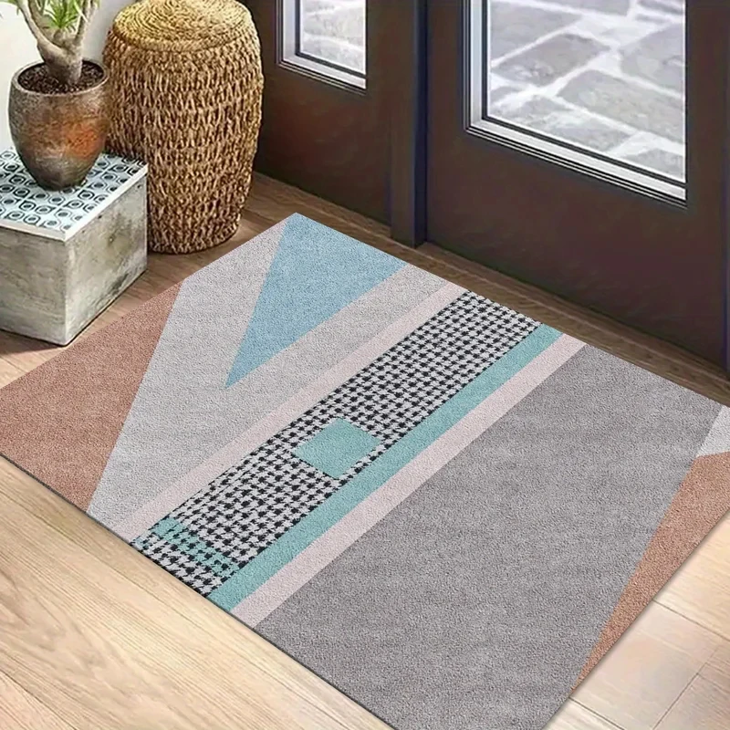 VIKAMA Minimalist Geometric Houndstooth Area Rug Non-Slip Soft Washable Floor Carpet for Living Room Entryway Home Office