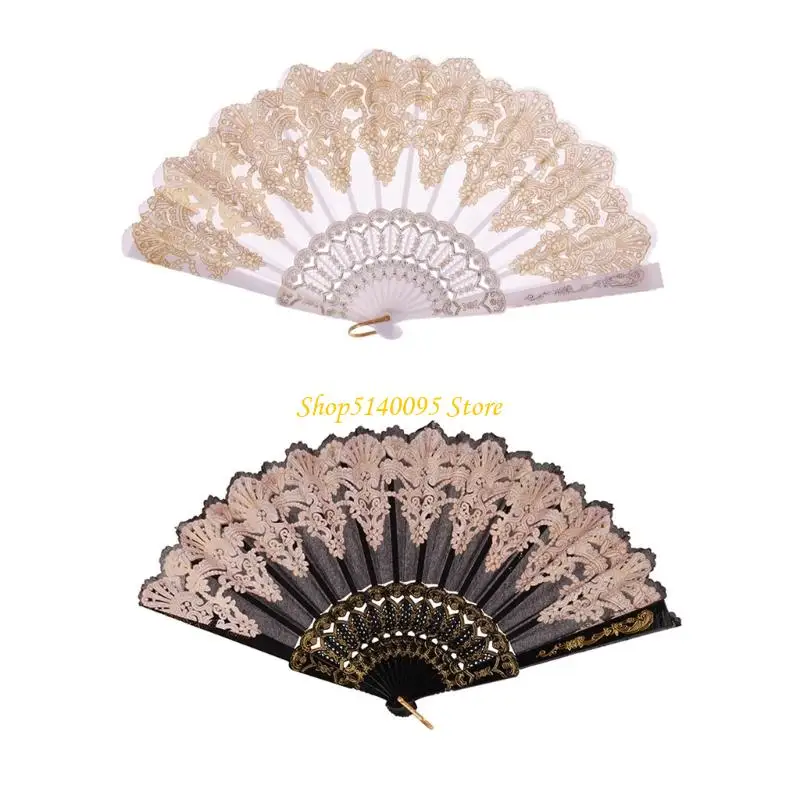 

DXAE Golden Floral Folding Hand Fan Women Foldable Handheld Fan for Wedding Church Dancing Party Home Decorations Gifts