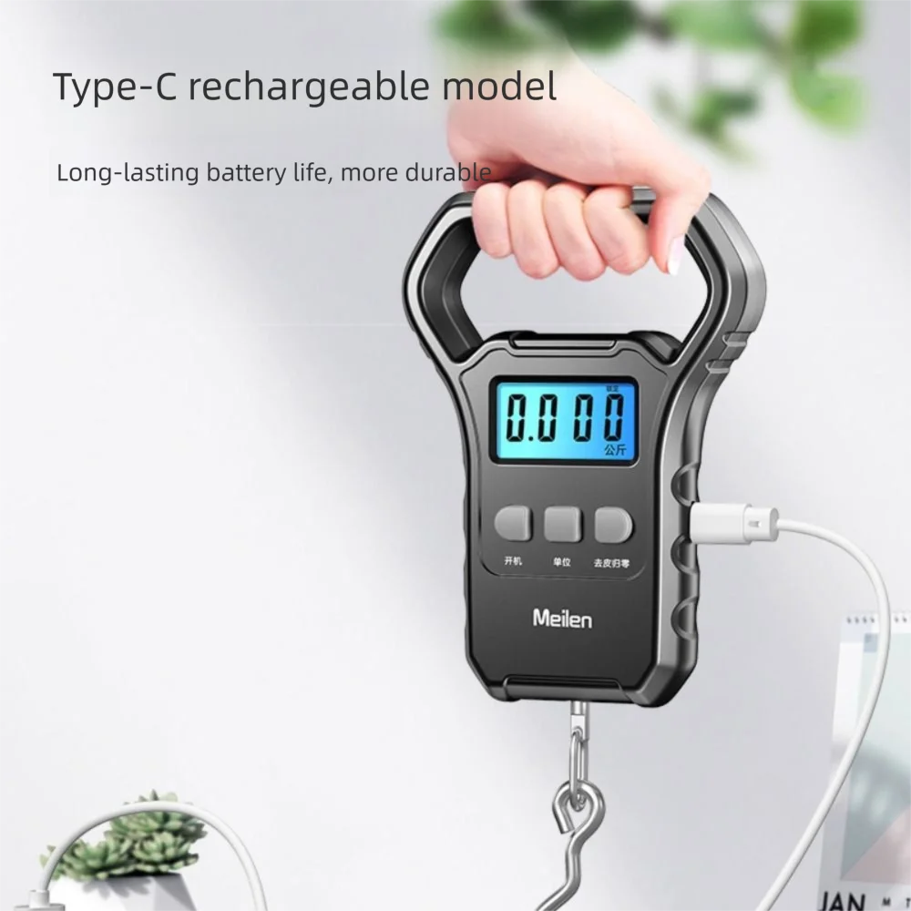 

50kg Electronic Hanging Scales Handheld Digital Display Backlight Luggage Weighting Scales USB Charging Plastic