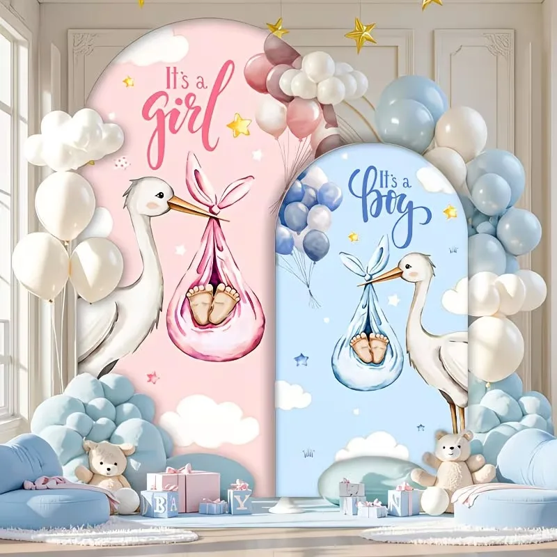 Mehofond Custom 2-Sided Gender Reveal Balloons Girl or Boy Kids Birthday Party Baby Shower Cover Chiara Arch Decor Backdrop