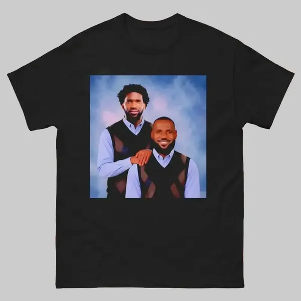 Joel Embiid LeBron James Inspired Graphic T-Shirt, Basketball Duo Vintage Tee, Step Brothers Style Streetwear Shirt, Retro Sports Fan Top, Oversized Casual Short Sleeve Shirt, Gift for Basketball Lovers